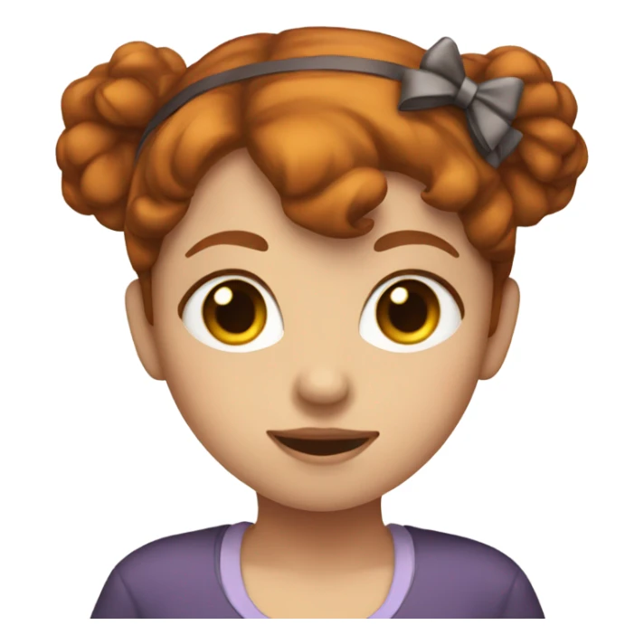 A girl with dark ginger hair and a bow on her head sticker