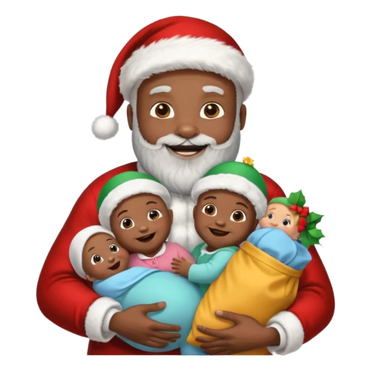 Black santa carrying bag of babies sticker