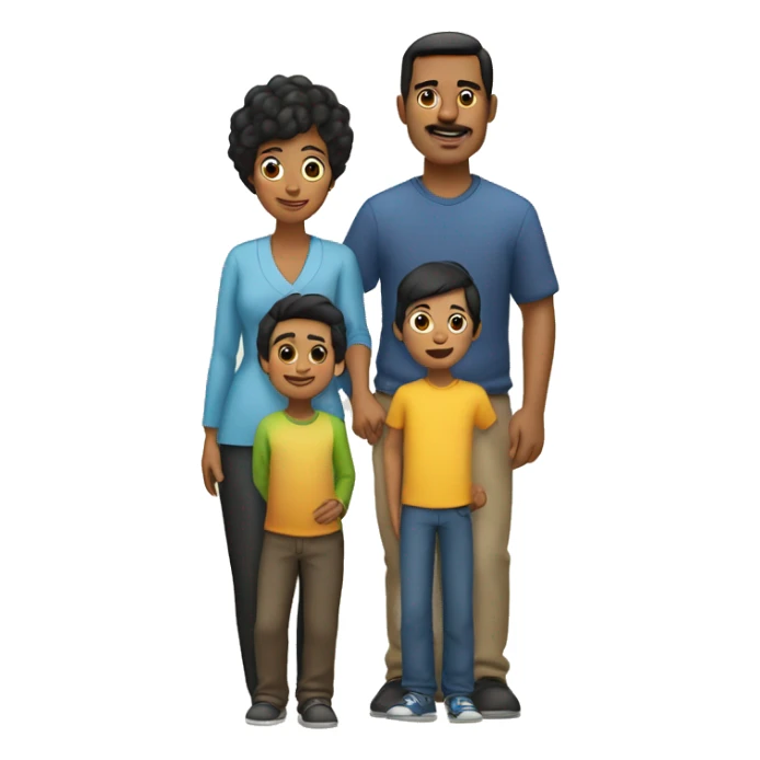  father ,mother father, with black hair with 2 boy sticker