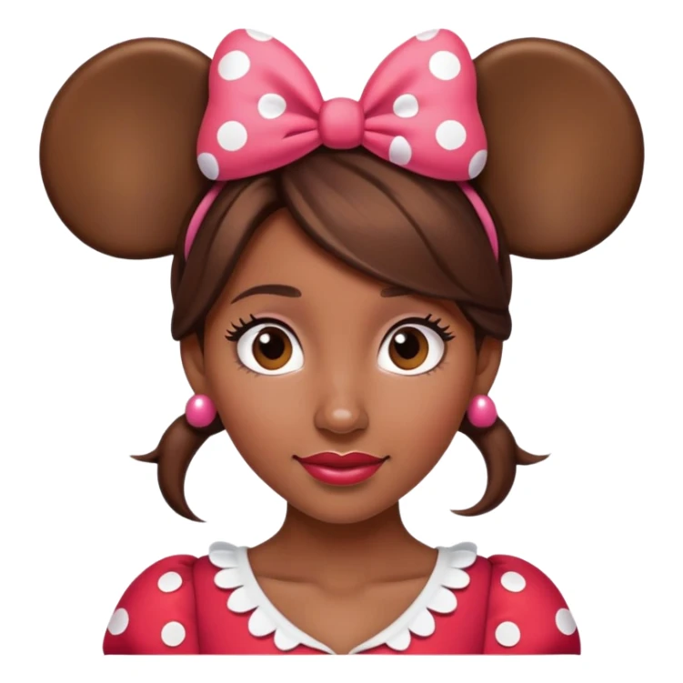 Woman’s with brown hair Minnie mouse ears sticker