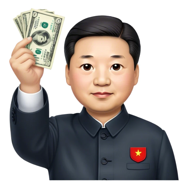 xi jinping photorealistic holds out for the dollar sticker