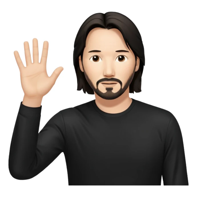 Keanu Reeves raising his hand up sticker