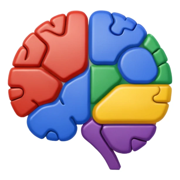 brain formed in the shape of the Google logo, with Google colors, no text sticker