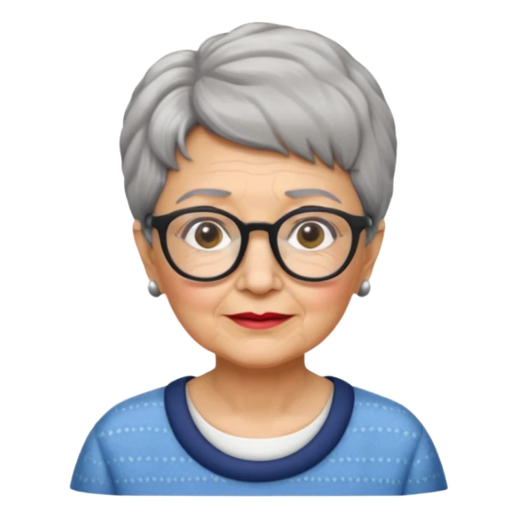 grandma, short salt and pepper hair and glasses sticker