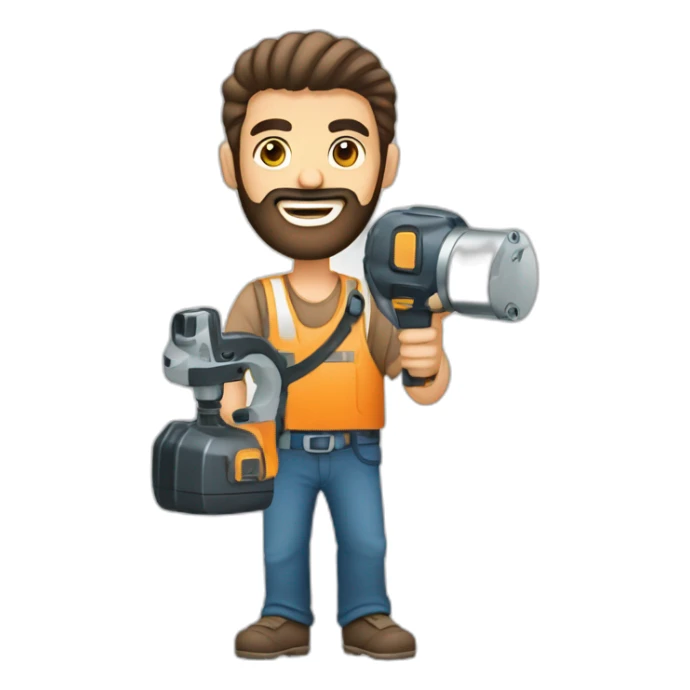 smiling-arab-bearded-man-with-baby-and-electric-drill-scowling sticker