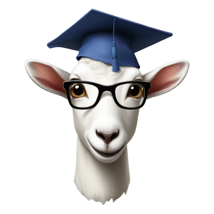 a goat wearing glasses and graduation hat sticker