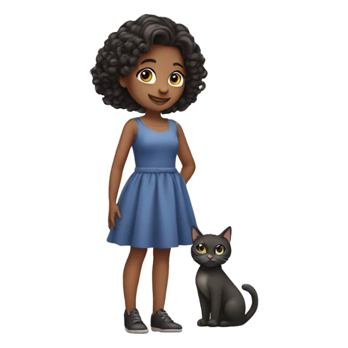 pretty girl in dress with cat sticker