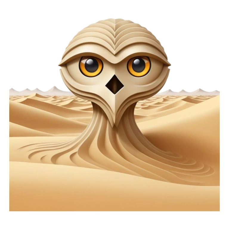 A guardian made of interlocking dunes that forms temporary bodies from compressed sand, adorned with gemstone eyes that change color to warn of approaching sandstorms or oasis locations. sticker