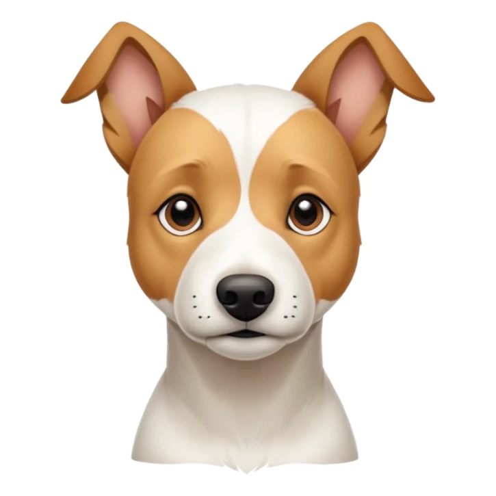 a full body facing front on of a buff white parson russell terrier looking dog the size of a kelpie with light brown long ears resting on its face and a light brown patch above one eye and a large snout. the rest of the dog is completely white.  sticker