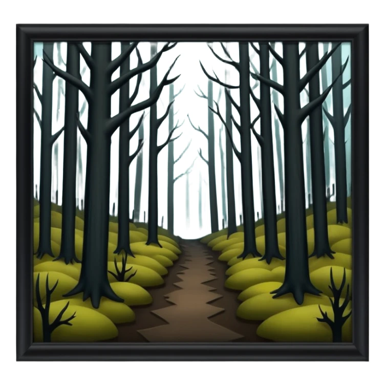 a dark, scary forest outside the fence sticker