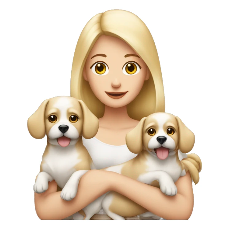 Blonde woman holding two havenese dogs sticker