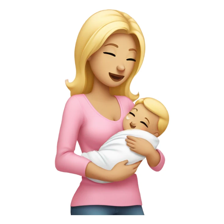 blonde woman breast feeding baby. light pink shirt sticker