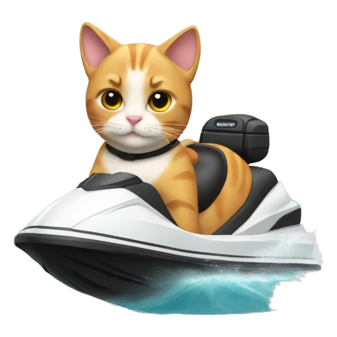 cat wearing a hamber bun and sitting on a jetski sticker