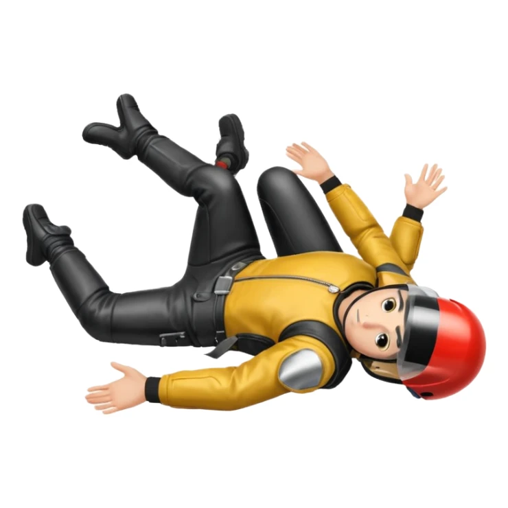 a motorcyclist lying on the ground who has just fallen sticker