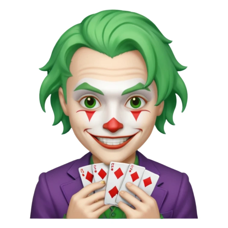 Faça um emoji bem real do Jocker com cartas na mao sticker