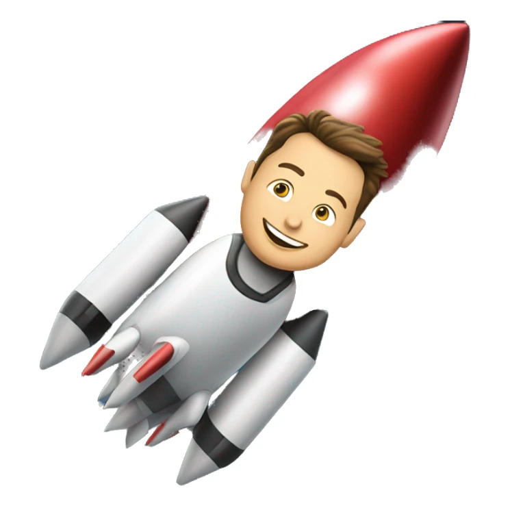 Elon Musk riding on top of a flying space rocket sticker