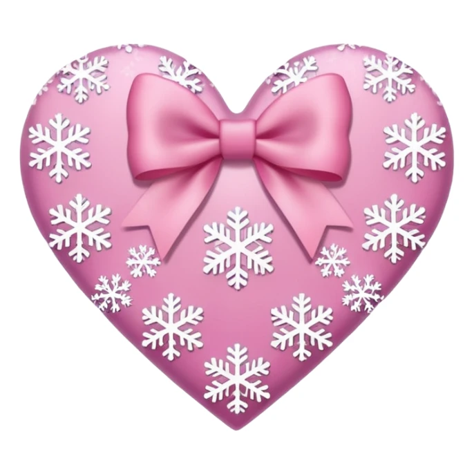 heart with snowflakes, pink bow with heart pattern on the bow sticker