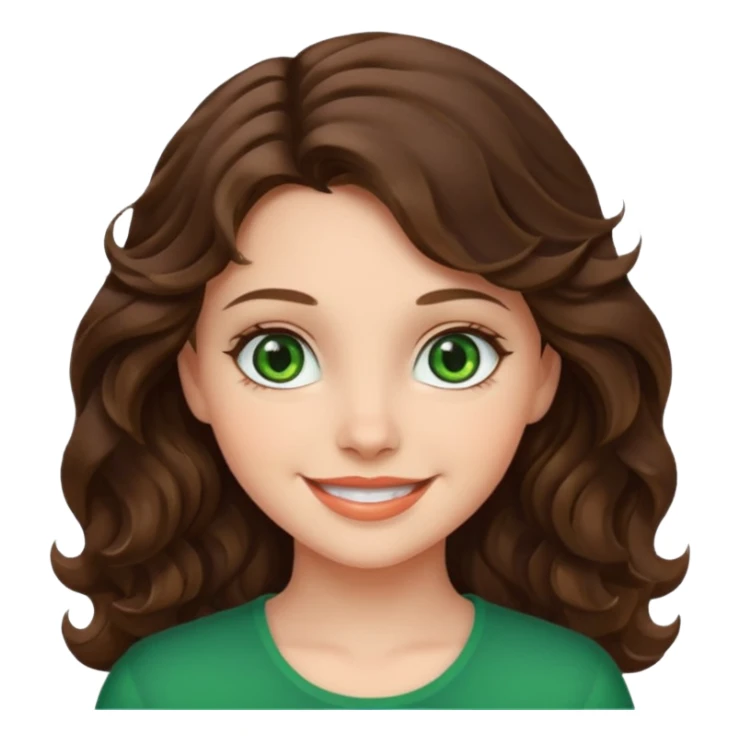 A girl brunette wavy hair green eyes sticker