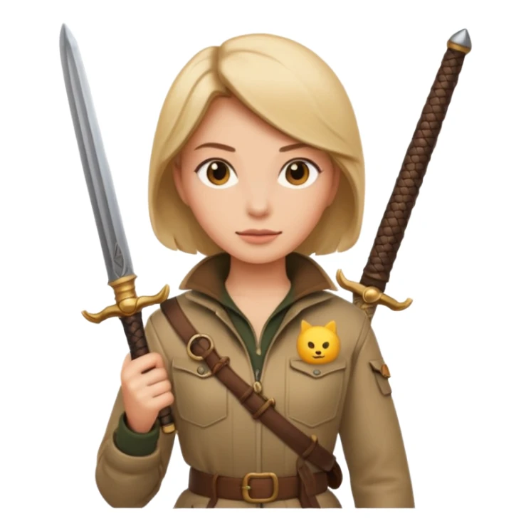 tôi muốn emoji nữ thợ săn cầm kiếm sticker