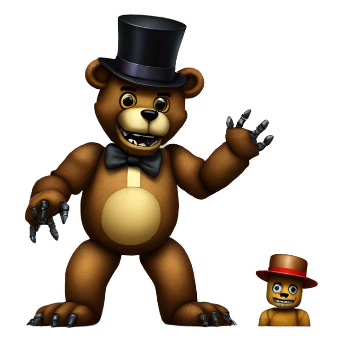 robotic bear with top hat fnaf freddy fazbear animatronic creepy sticker