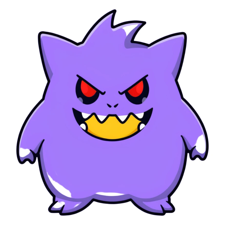 Gengar, the purple ghost Pokemon with red eyes and a mischievous grin sticker