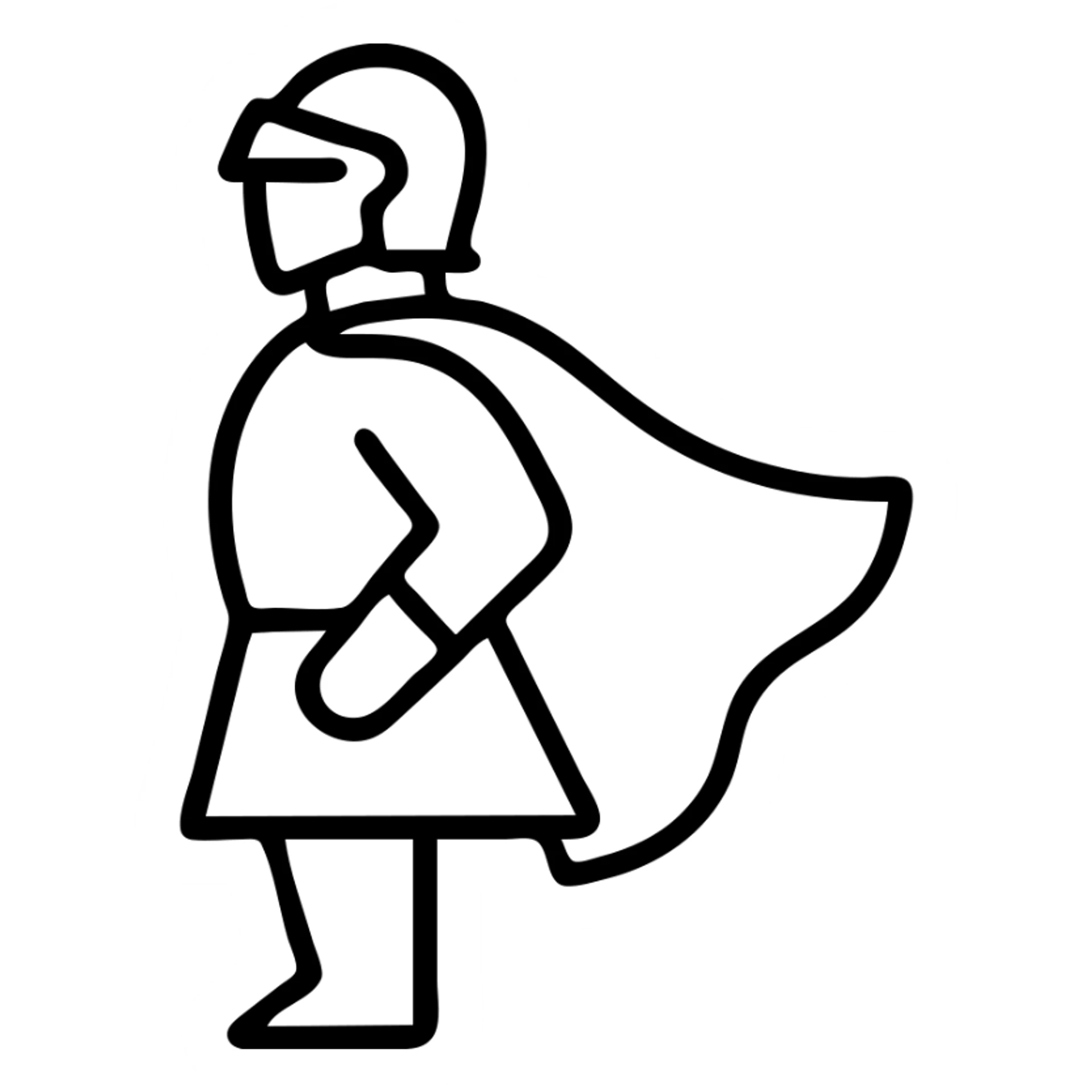 white knight, cape flowing, noble pose, simple, icon style sticker