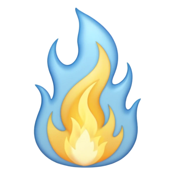 pastel blue and pastel yellow flame emoji sticker