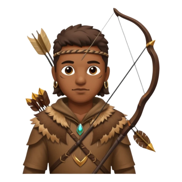 The classic hunter image with a bow and arrow on his back, dressed in brown with some animal made decorations sticker
