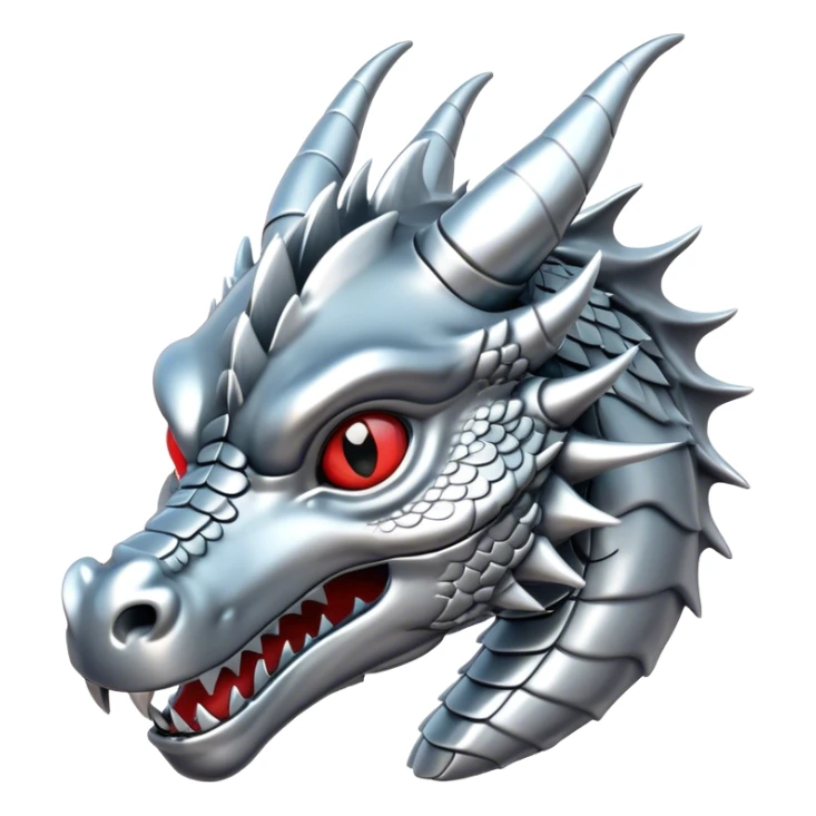 3d head of chrome plated silver dragon sticker