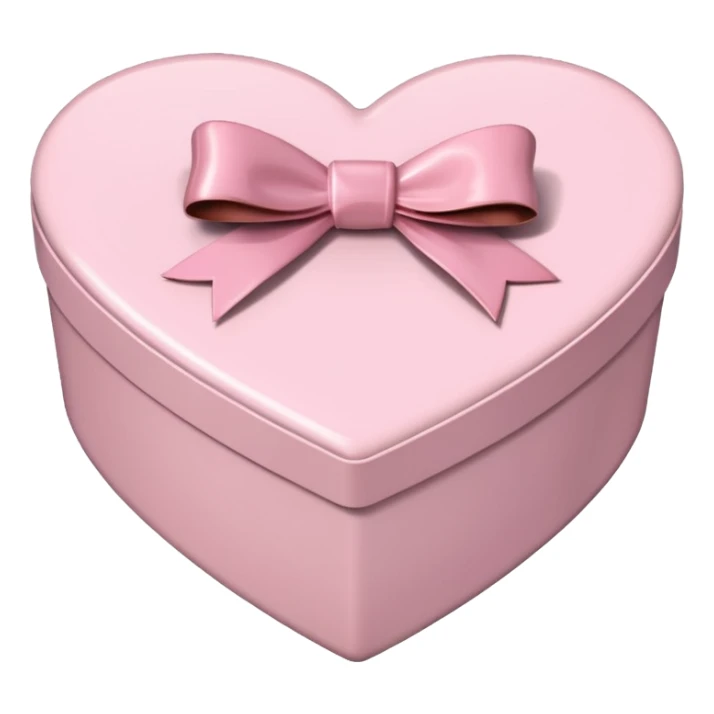 pale pink heart box, pale pink bow, filled with chocolates inside sticker