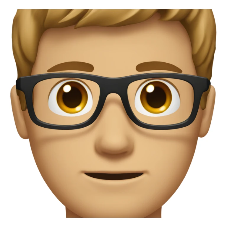 white boy with brown hair, hazel eyes, and black glasses sticker