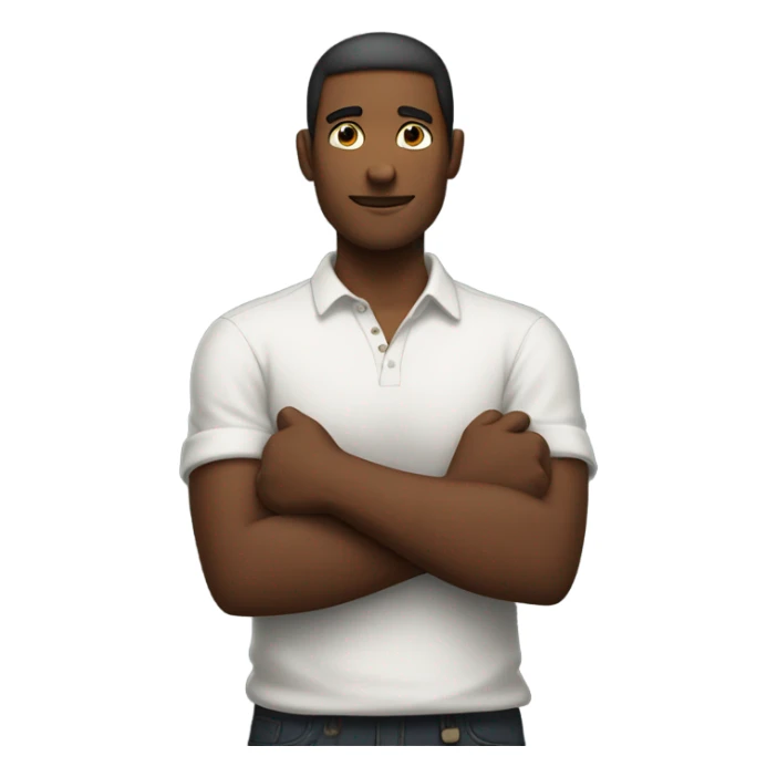 Man with arms crossed forming an x sticker
