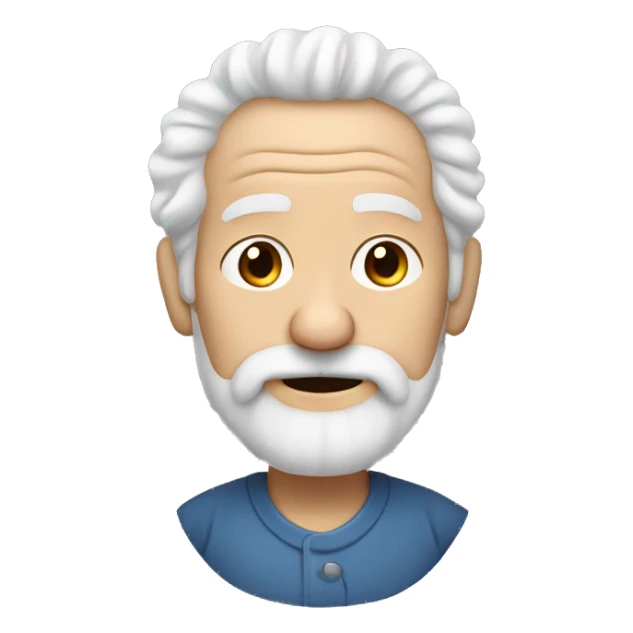 White curly hair, wrinkles, a full beard, elderly person. sticker