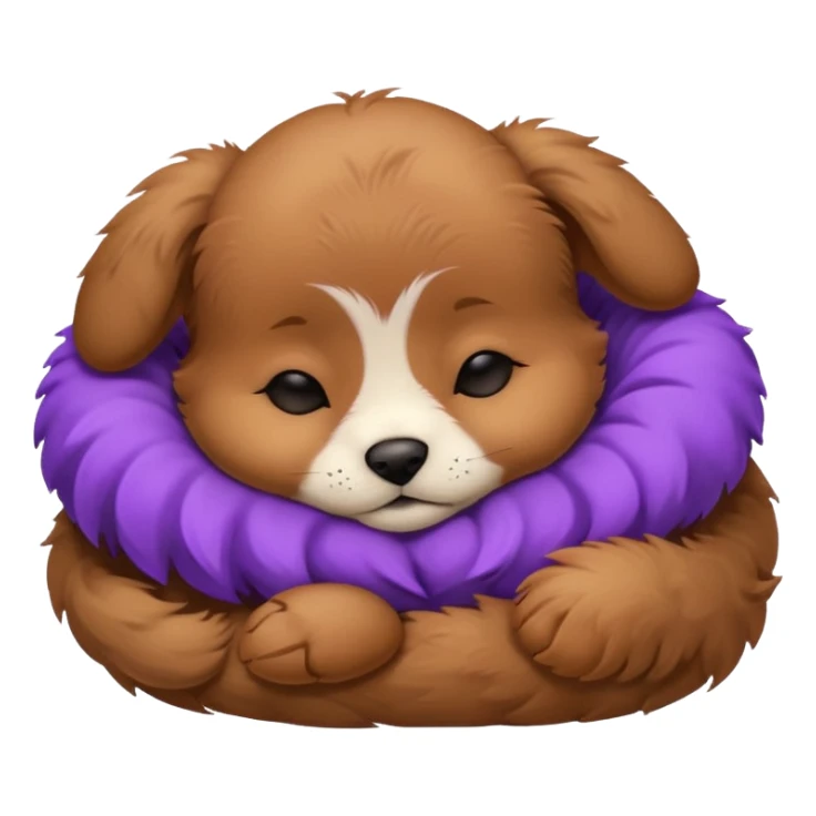 brown puppie sleeping with a purple collar on sticker