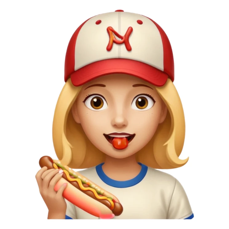 Girl hotdog inside mouth sticker