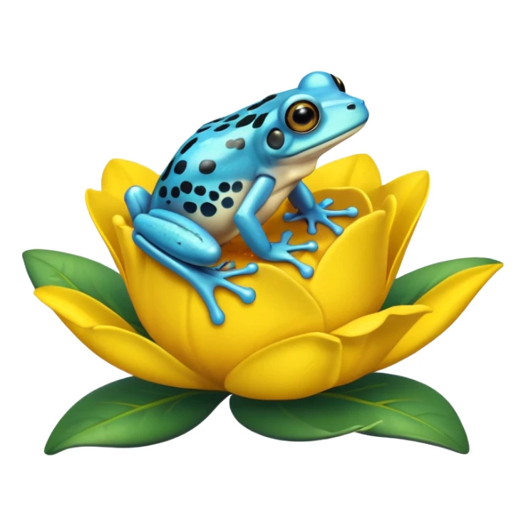cyan frog on top of flower sticker