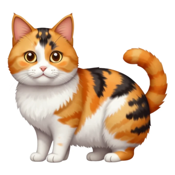 full body calico tabby + white cat with small head and short but chubby body sticker