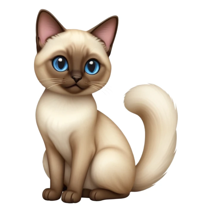 cinematic-[siamese cat]-realistic-full-body-sitting-emoji,-tail-curled-playfully-around-its-paws,-head-tilted-dramatically,-fluffy-[siamese]-fur,-simplified-yet-realistic-focused-features,-highly-detailed,-glowing-with-an-almost-sarcastic-glow sticker