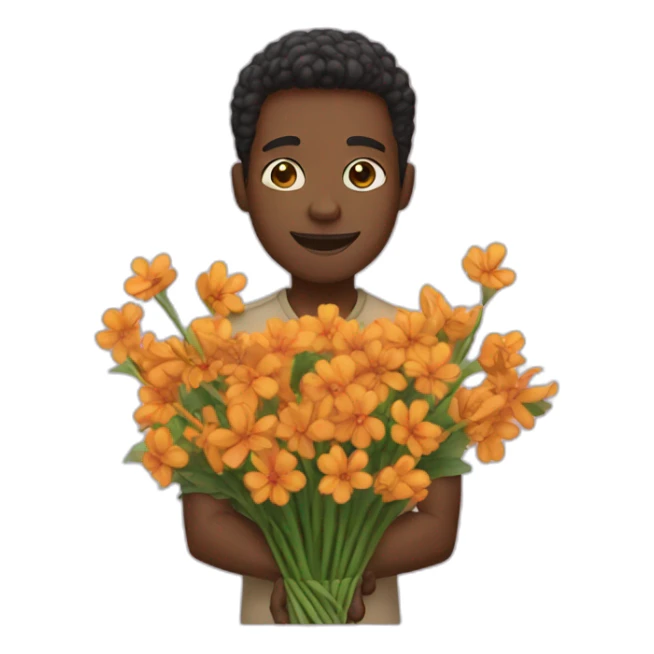 Black man with a bouquet of flowers  sticker