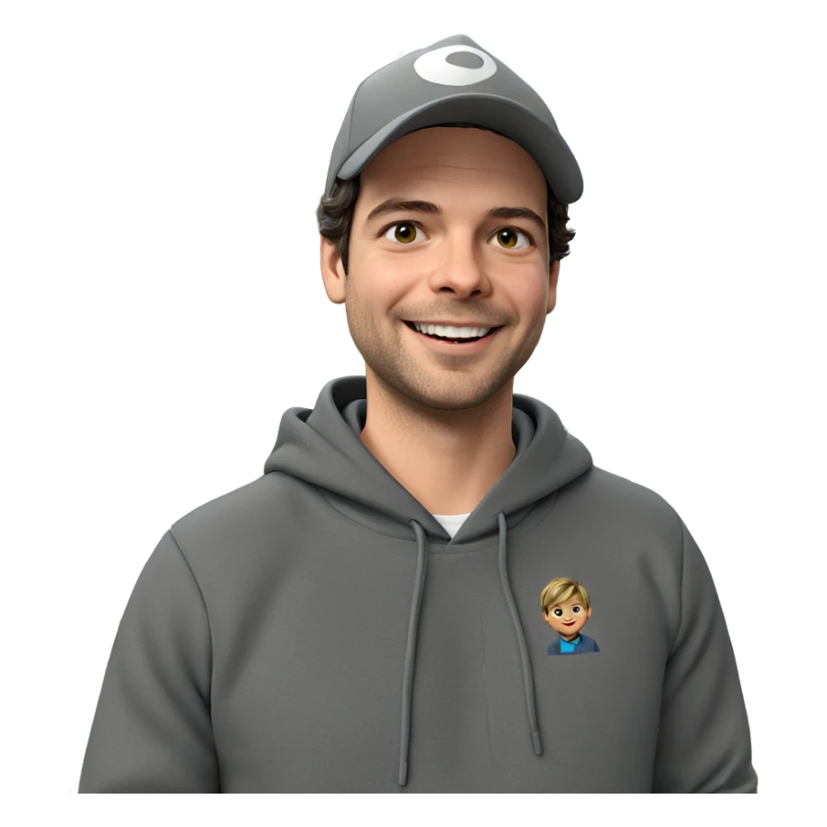 smiling boy in grey hoodie sticker