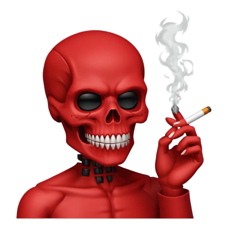 Scary red skull with body and smoking full red  sticker