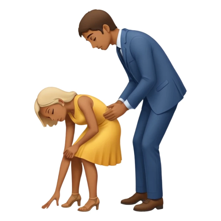 A devout man bowing down to a woman sticker