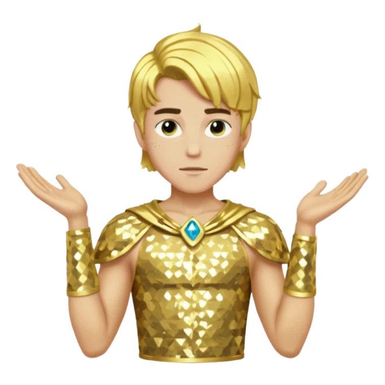  Apollo from Lore Olympus with gold hair, gold sequin outfit sticker