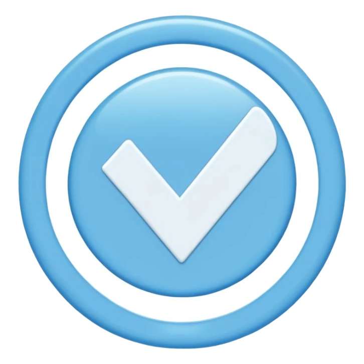 Genera esto que está entre comillas "✓" y alrededor ponle un círculo y rellena adentro del circulo de color celete sticker