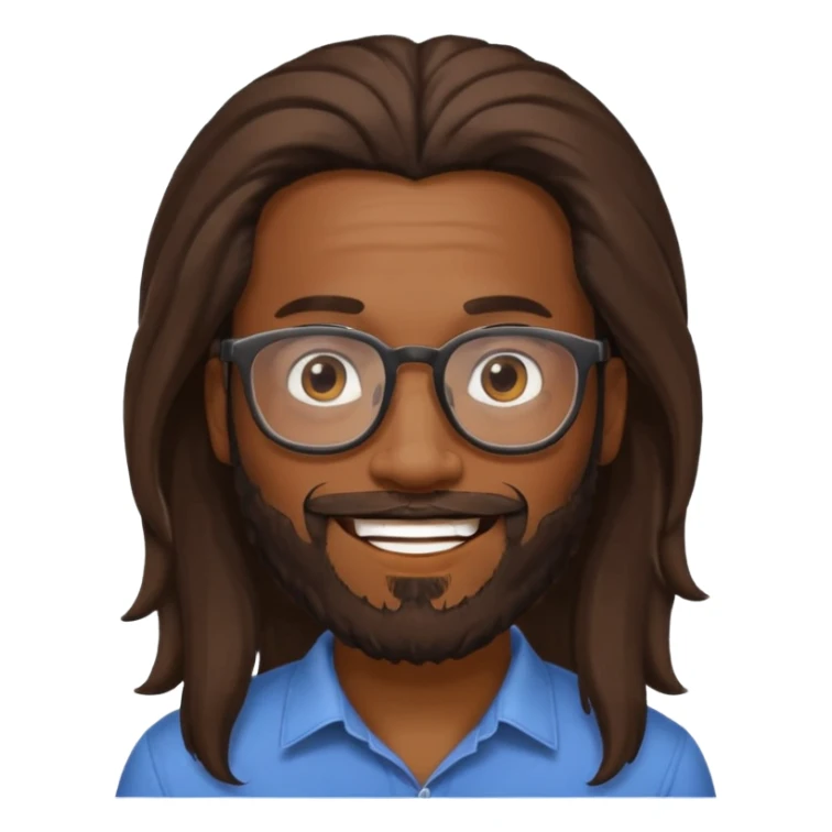 bearded long haired  black man with eyeglasses sticker