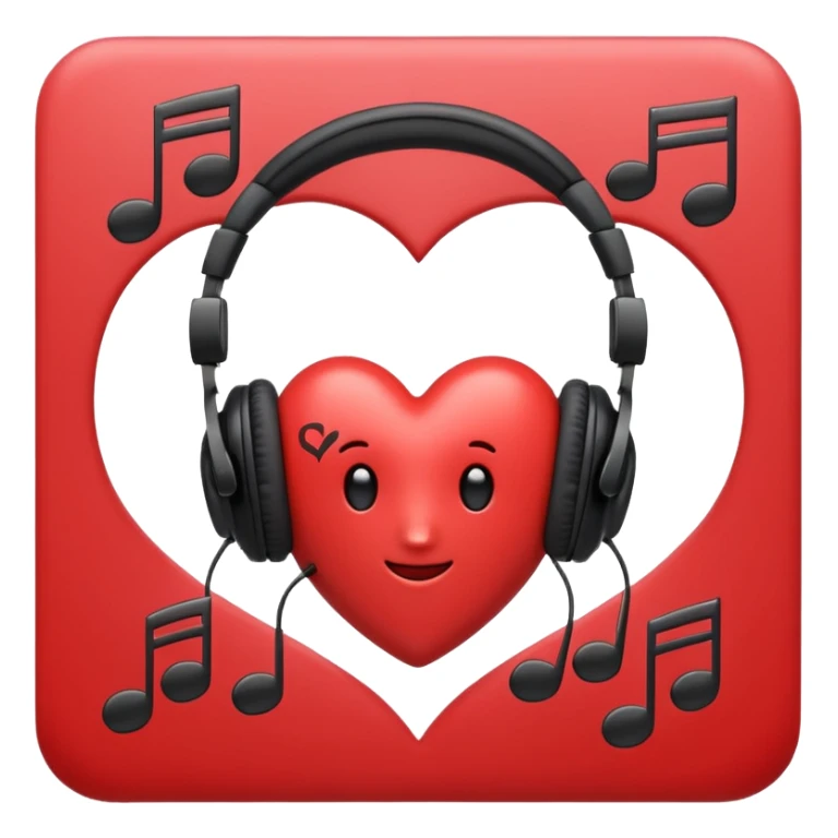 heart with black headphones and music notes sticker