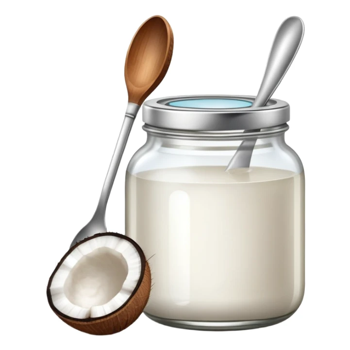 jar of coconut oil with a spoon sticker