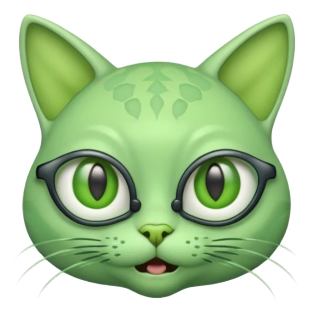green alien cat with no fur, and spectacles and hair sticker
