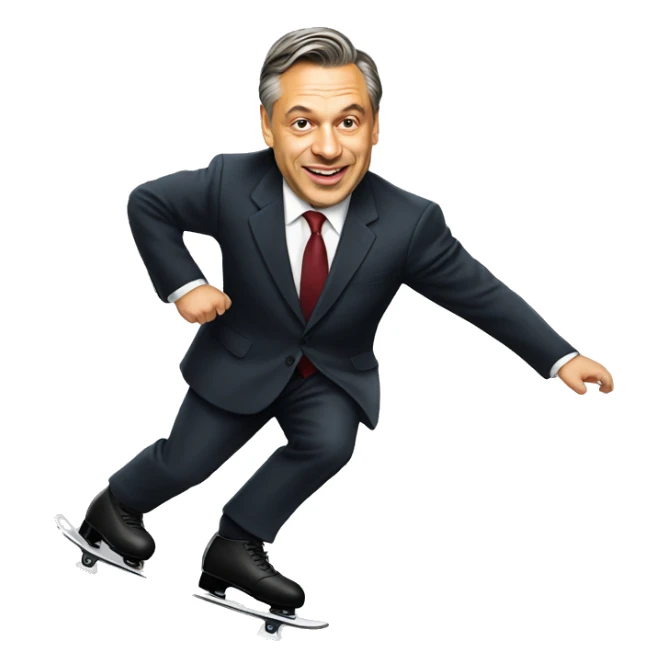 Viktor Orban hungarian prime minister skating in suit sticker