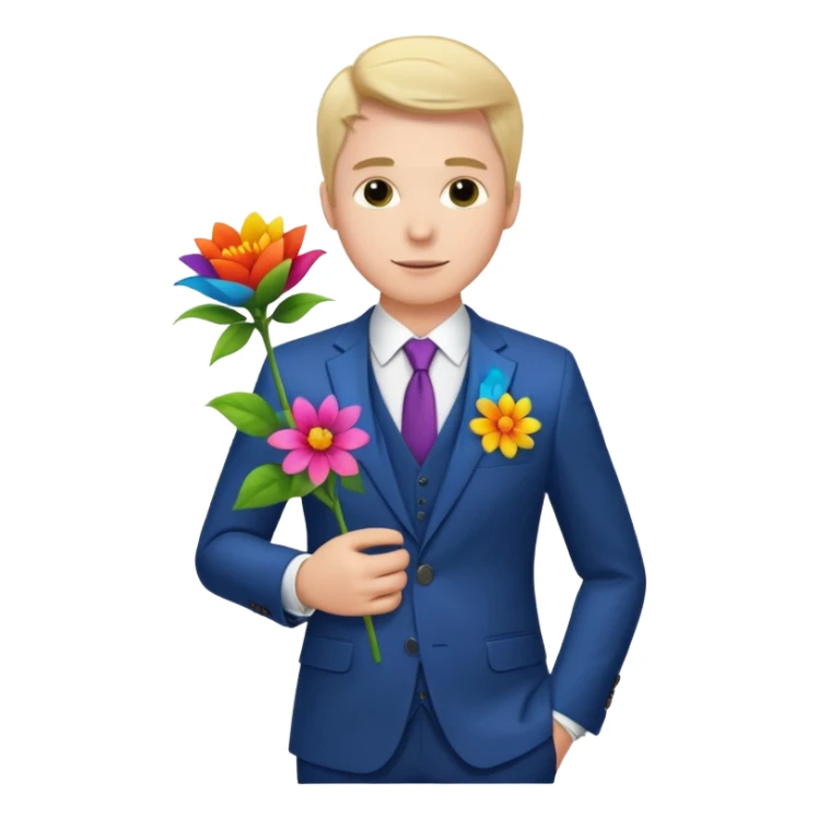 white man with colorful flower in his suit pocket sticker
